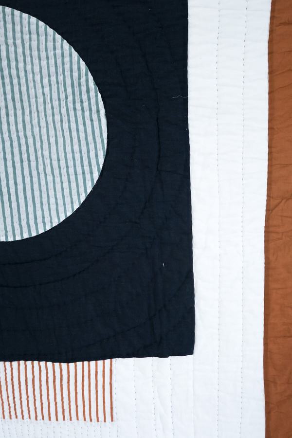Karu Block Print Patchwork Quilt - Midnight/Rust Karu Block Print Patchwork Quilt - Midnight/Rust