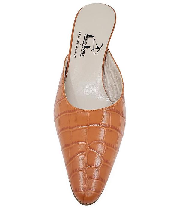 Amato Daniele Printed Croc Low Heel Mule - Orange Amato Daniele Printed Croc Low Heel Mule - Orange