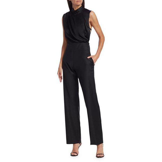 black satin jumpsuit