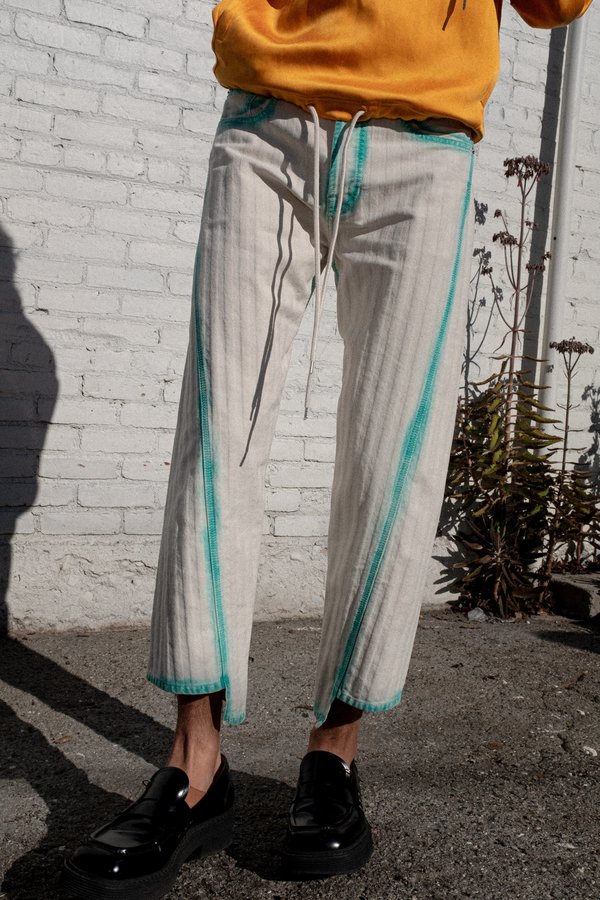 Lanvin Herringbone Overdyed Twisted Seam Denim Lanvin Herringbone Overdyed Twisted Seam Denim