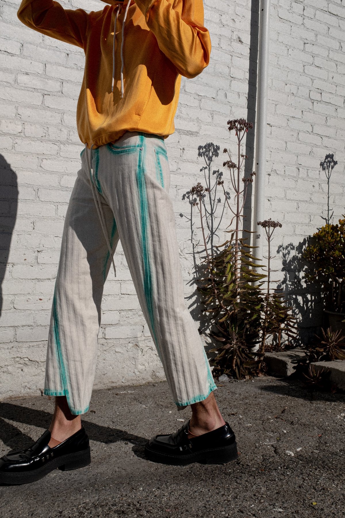 Herringbone Overdyed Twisted Seam Denim - Image 1 of 4