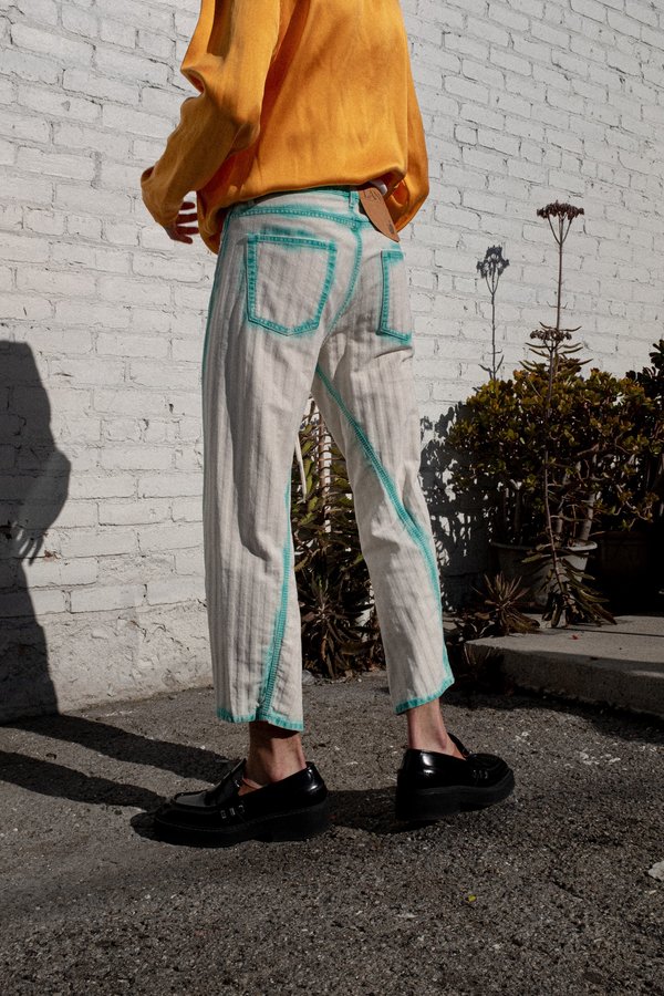 Lanvin Herringbone Overdyed Twisted Seam Denim Lanvin Herringbone Overdyed Twisted Seam Denim