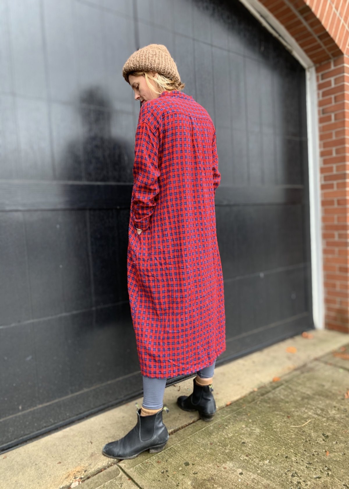 ichi Wool Gauze Check Dress BLACKWATCH ONLINE LIMITED 】i c h i
