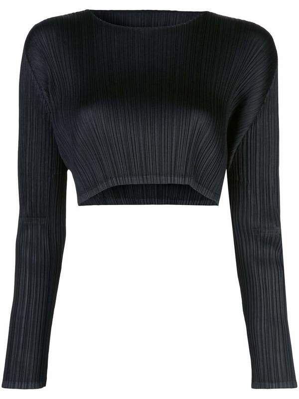 PLEATS PLEASE ISSEY MIYAKE Crop Top - Black | Garmentory