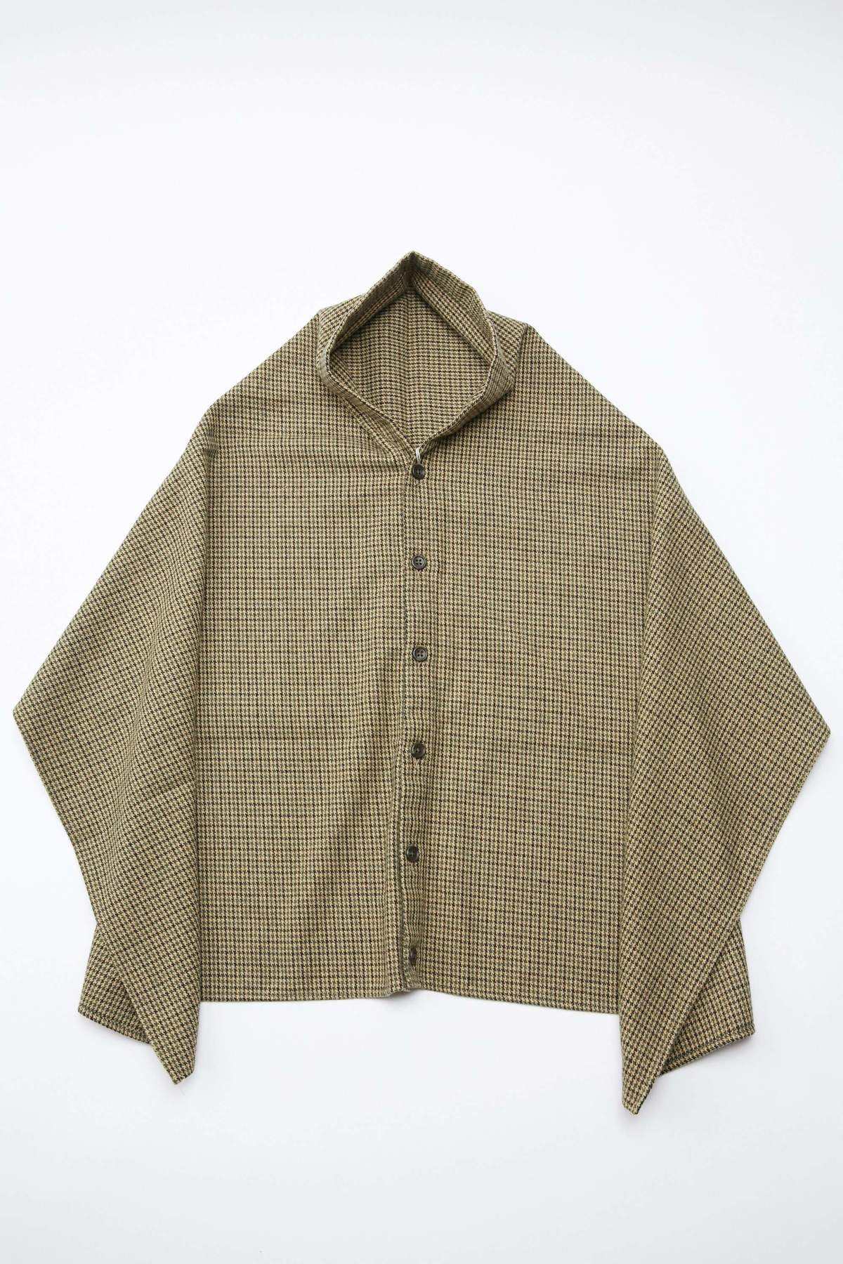 Engineered Garments Wool Glen Plaid Houndstooth Button Shawl