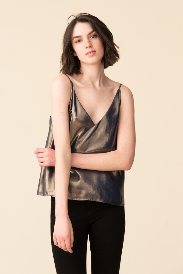 L'Agence Gabriella V Neck Tank - Gold/Navy L'Agence Gabriella V Neck Tank - Gold/Navy