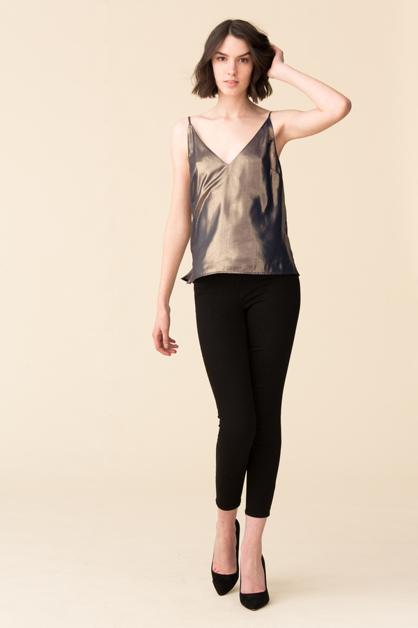 L'Agence Gabriella V Neck Tank - Gold/Navy L'Agence Gabriella V Neck Tank - Gold/Navy