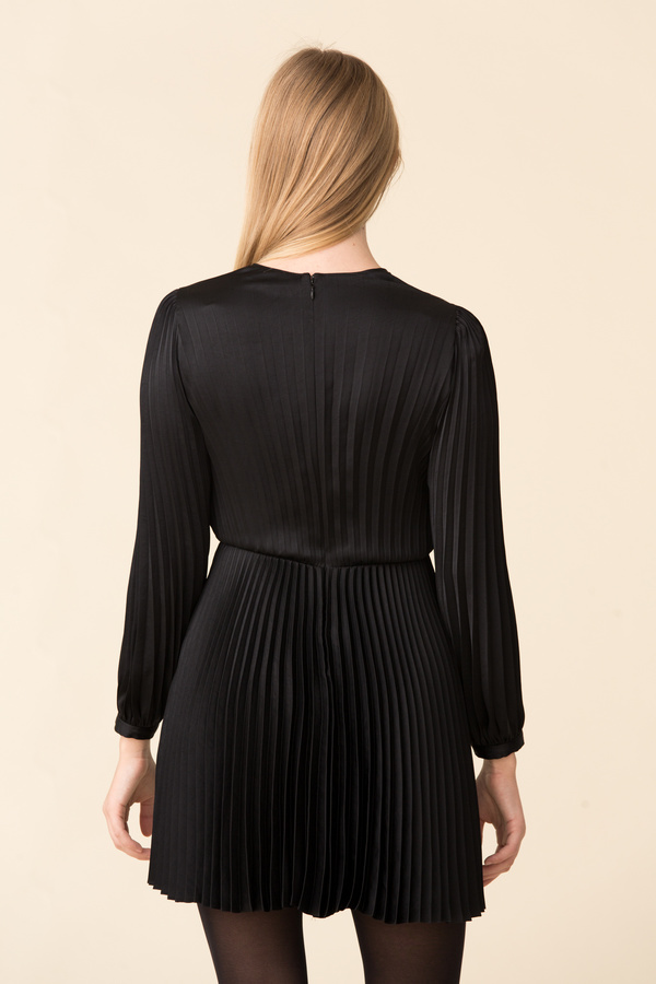 open lace back dress Reagan Satin Pleated Gown