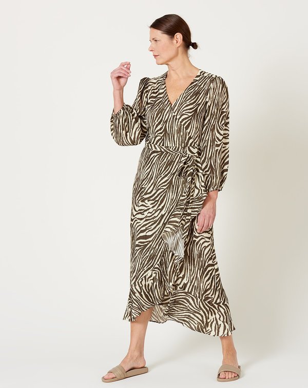 No.6 Noma Wrap Dress - Coffee/Cream Zebra No.6 Noma Wrap Dress - Coffee/Cream Zebra