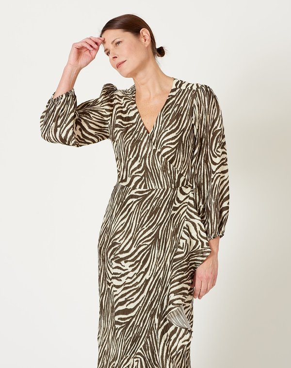 No.6 Noma Wrap Dress - Coffee/Cream Zebra No.6 Noma Wrap Dress - Coffee/Cream Zebra