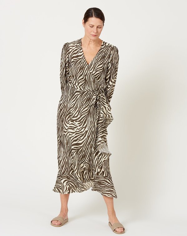 No.6 Noma Wrap Dress - Coffee/Cream Zebra No.6 Noma Wrap Dress - Coffee/Cream Zebra