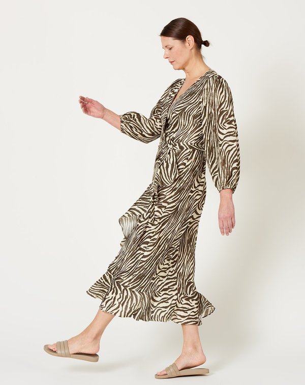 No.6 Noma Wrap Dress - Coffee/Cream Zebra No.6 Noma Wrap Dress - Coffee/Cream Zebra