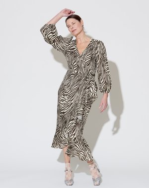 No.6 Noma Wrap Dress - Coffee/Cream Zebra No.6 Noma Wrap Dress - Coffee/Cream Zebra