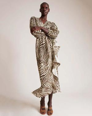 No.6 Noma Wrap Dress - Coffee/Cream Zebra No.6 Noma Wrap Dress - Coffee/Cream Zebra