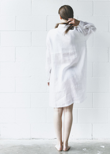The Sleep Shirt - Button Down Sleep Shirt in White Linen The Sleep Shirt - Button Down Sleep Shirt in White Linen