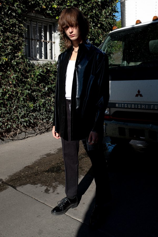 Yang Li Vinyl Oversized Shirt - Black Yang Li Vinyl Oversized Shirt - Black