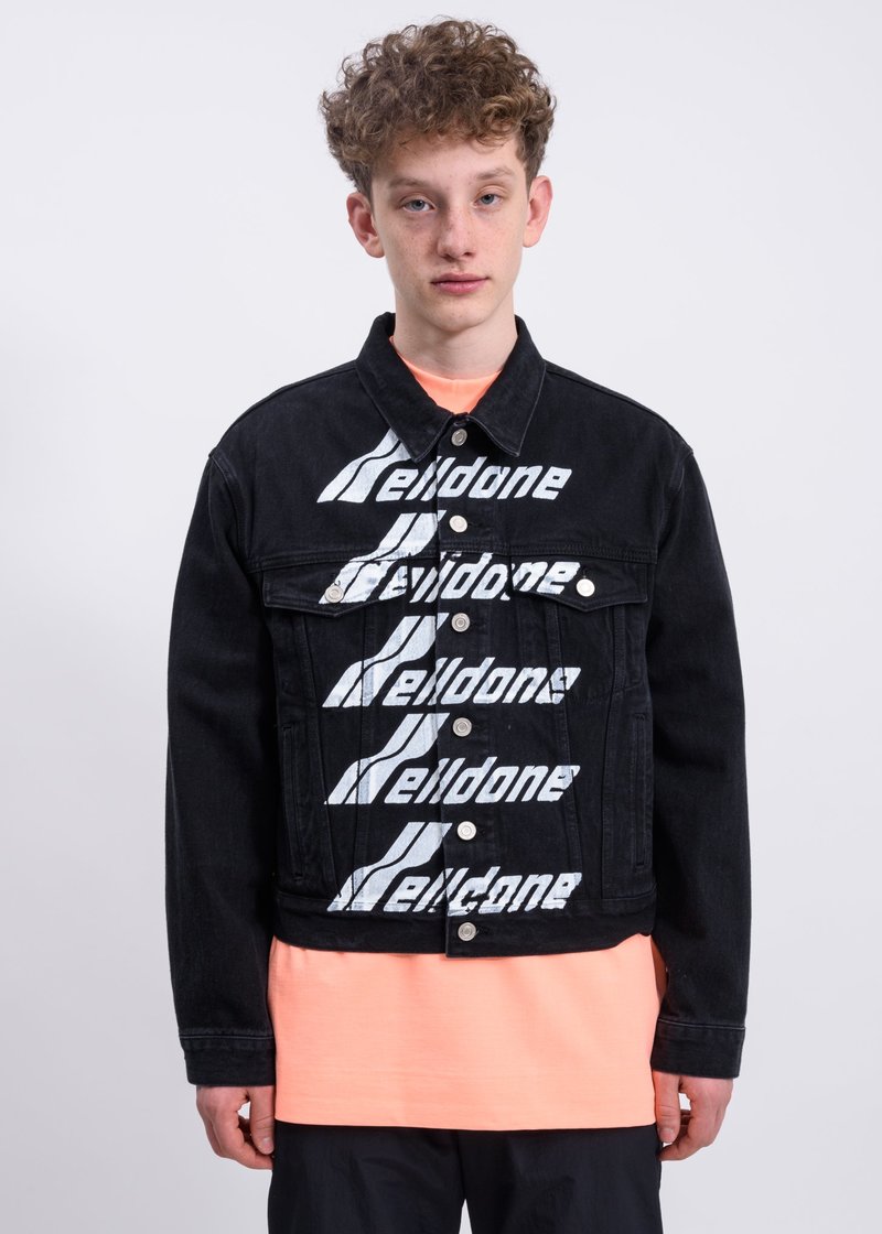 we11done Welldone Front Logo Denim Jacket - Black | Garmentory