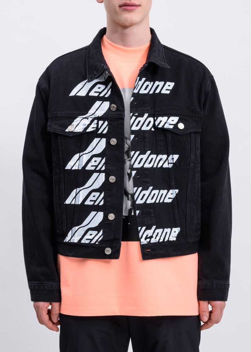 we11done Welldone Front Logo Denim Jacket - Black | Garmentory