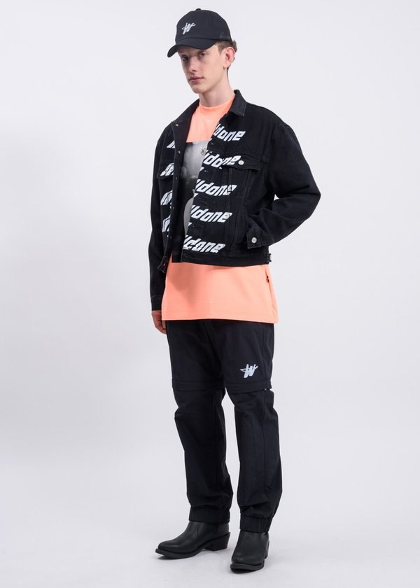 we11done Welldone Front Logo Denim Jacket - Black | Garmentory