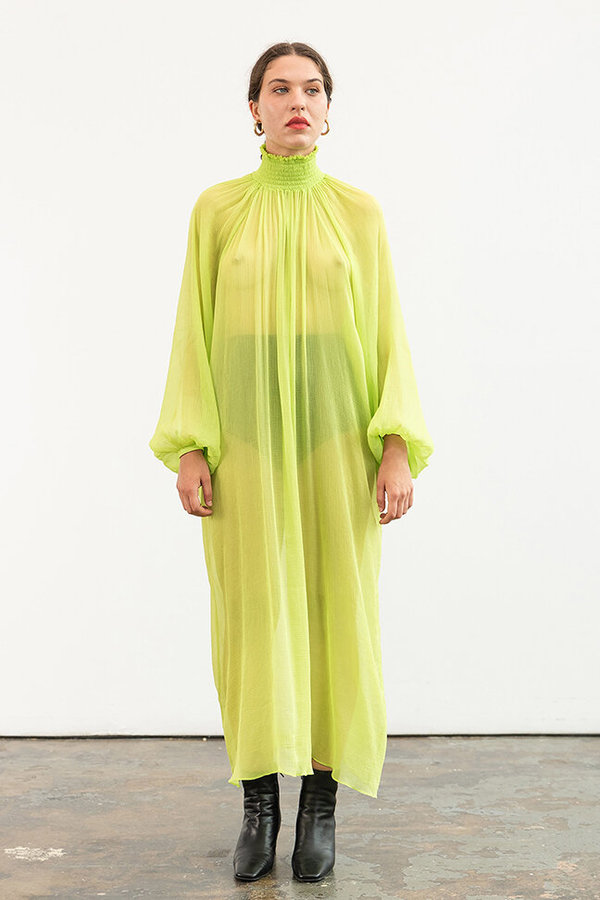 lime green sheer dress Sexy Long Beaded-Mesh Prom Dress with Sheer Sides Pale/Green / 2