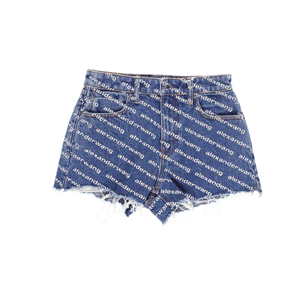 alexanderwang.t Printed Denim Bite Short - Deep Blue/White