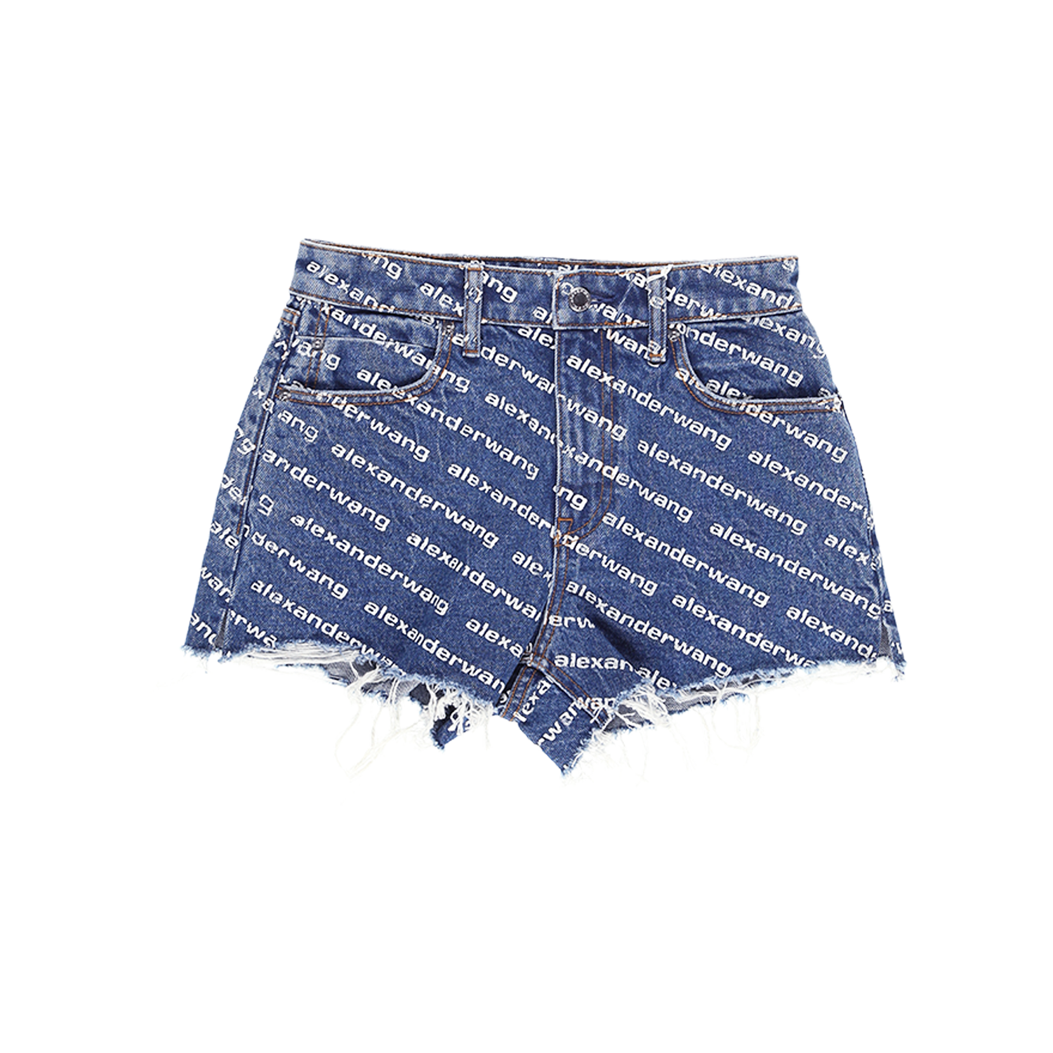 alexanderwang.t Printed Denim Bite Short - Deep Blue/White