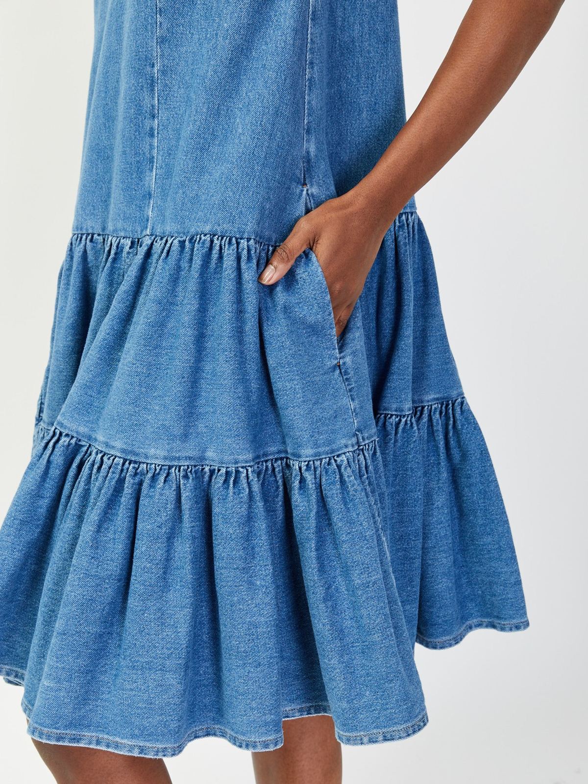 Marisol Women's A-Line Tiered Denim Midi Dress main image 0