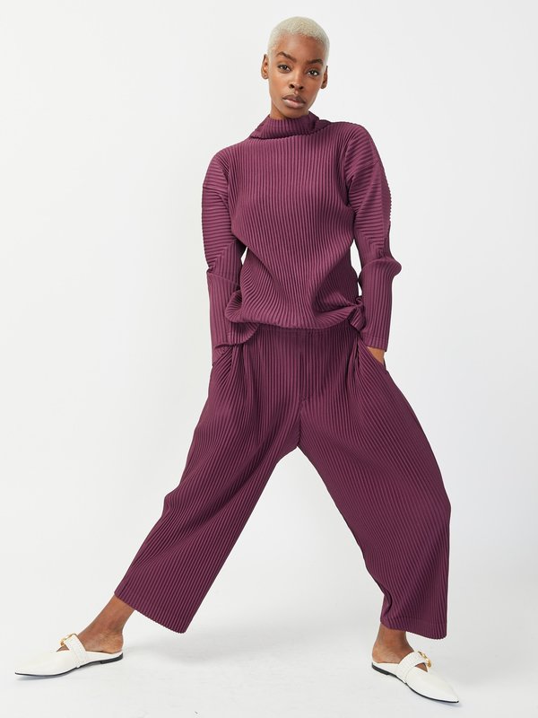 Issey Miyake Homme Plisse Mock Neck Long Sleeve - Amethyst