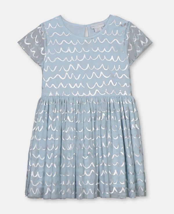 Kids Stella McCartney Shell Foil Tulle Dress - Light Blue | Garmentory
