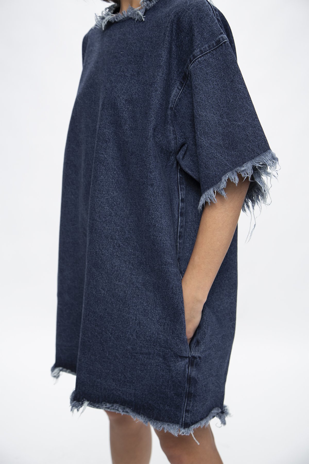 MARQUES ALMEIDA Oversized T-Shirt Dress Mid-Blue Garmentory