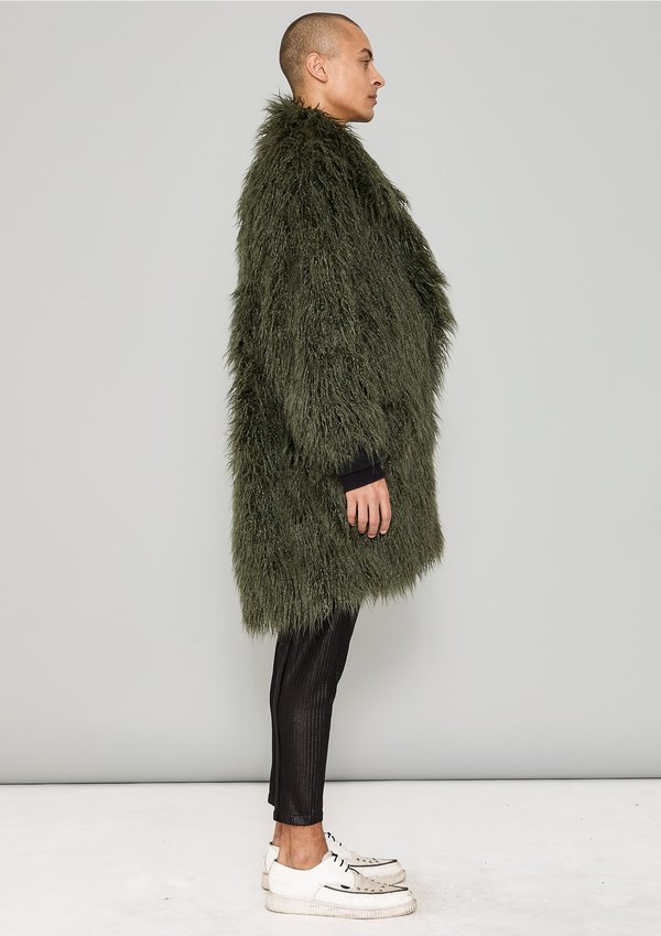 SAMPLE - COAT FAUX FUR SHAGGY - dark green