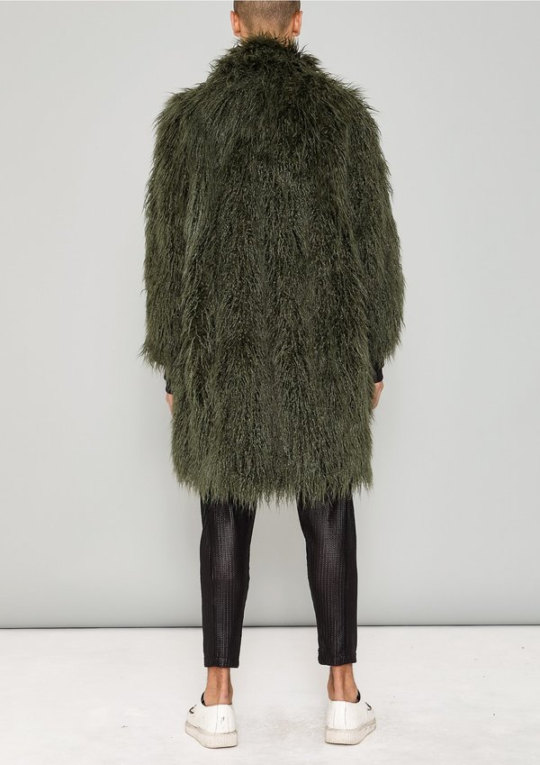 SAMPLE - COAT FAUX FUR SHAGGY - dark green