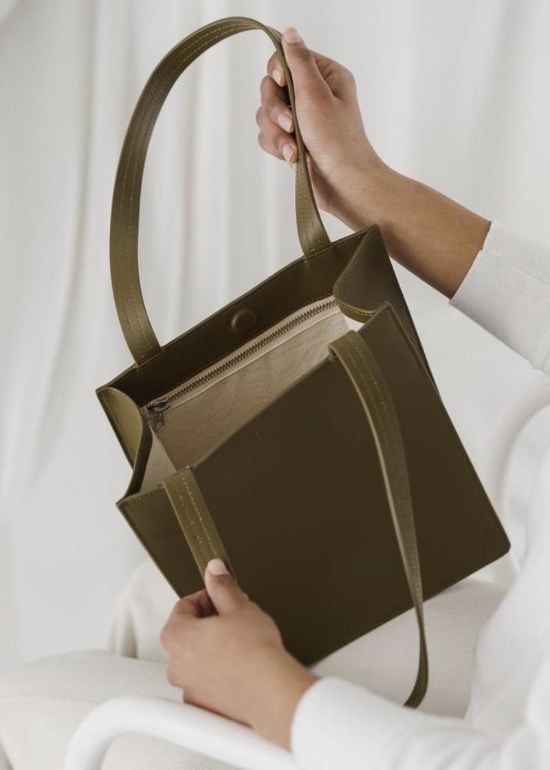 Baggu Medium Leather Retail Tote Kelp Garmentory