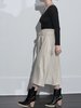 VINCE Belted Seamed Wool Skirt - Oyster - Thumbnail 1
