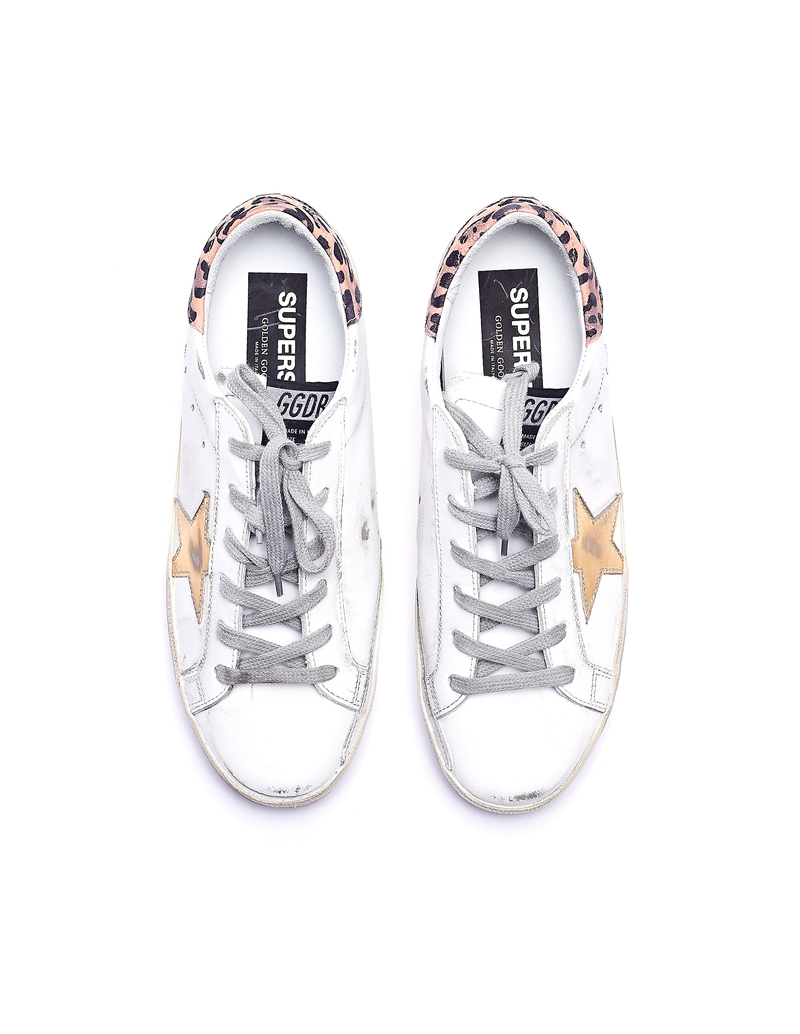 ☆Golden goose☆SUPERSTAR LEOPARD BLACK TAB STAR SNEAKERS★ Kids Super-Star Low Top Sneaker White/Leopard Heel/Black