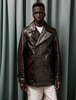 Our Legacy Double Breasted Buta Leather Coat - Olive - Thumbnail 4