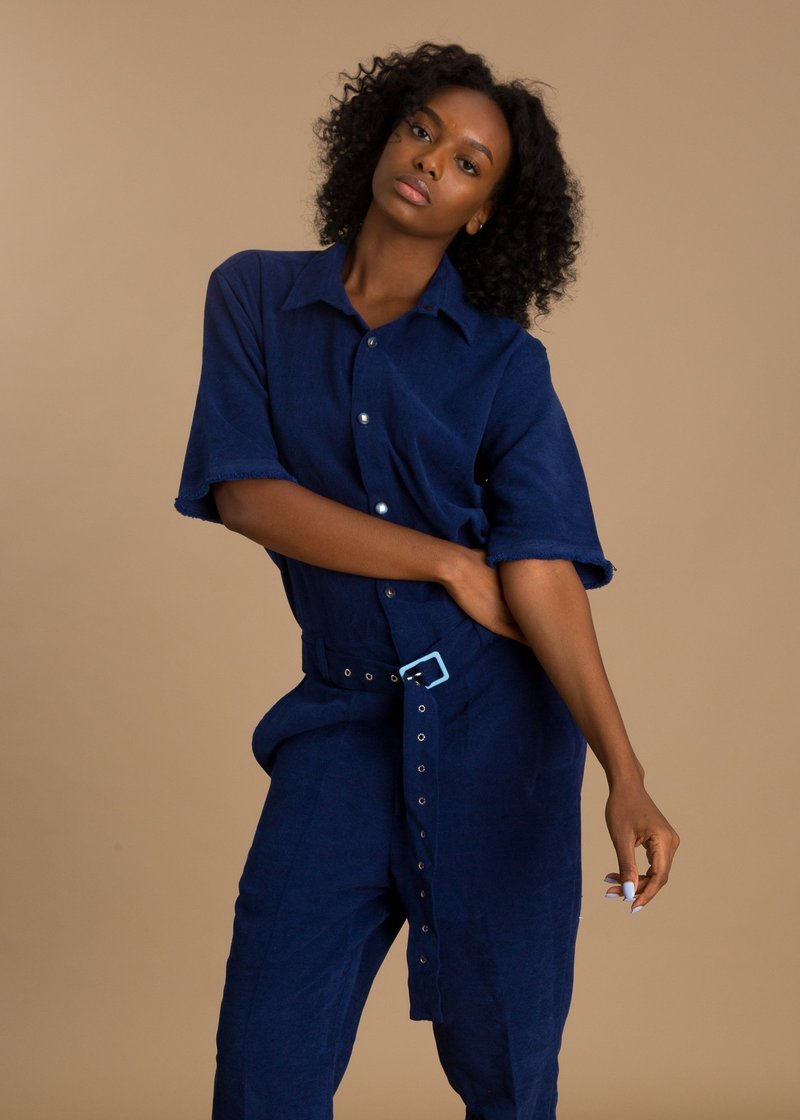 Orange Culture Safari Jumpsuit Blue Garmentory