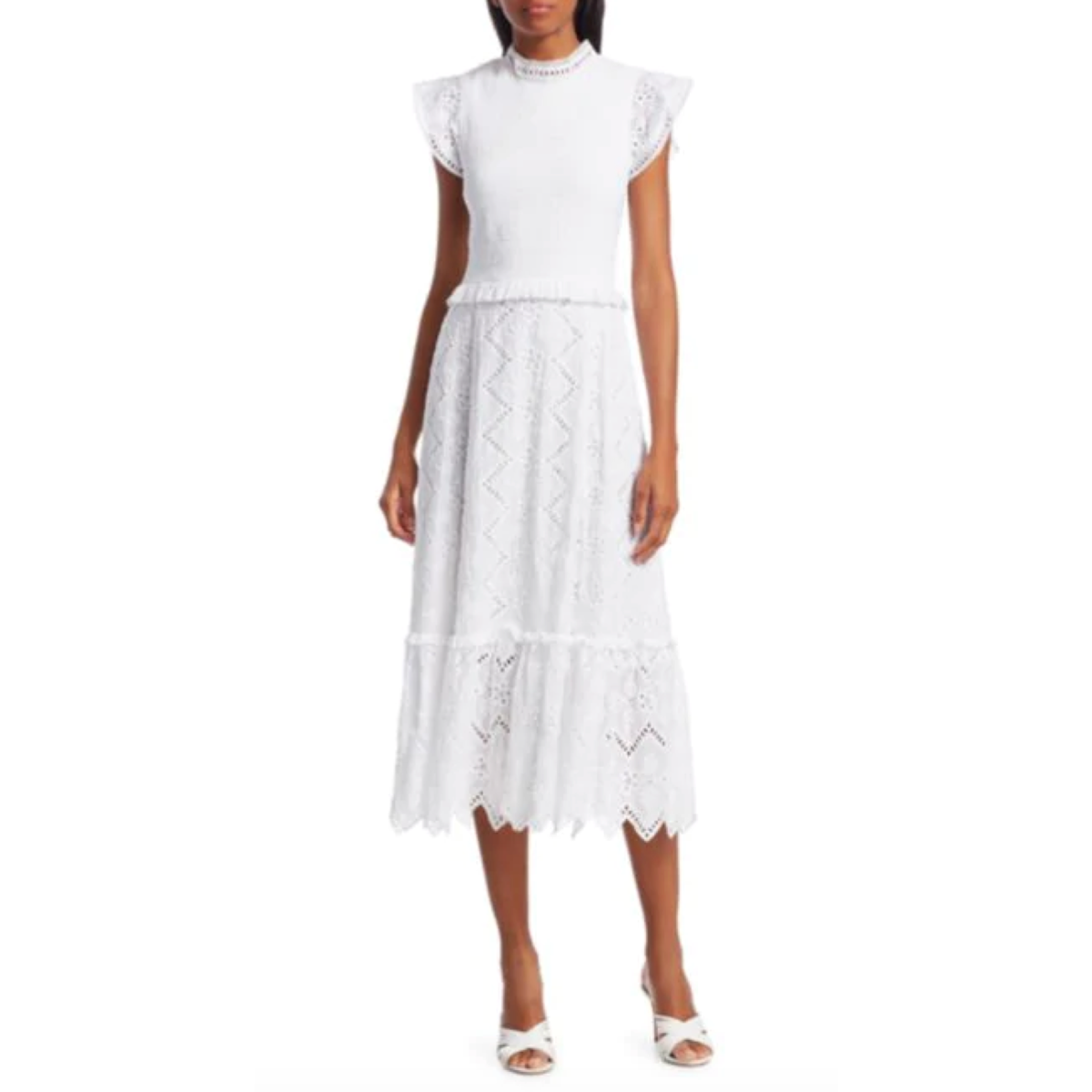 knee length dresses for ladies elan Smocked Waist Zip Front Midi Dress  Inherit Co