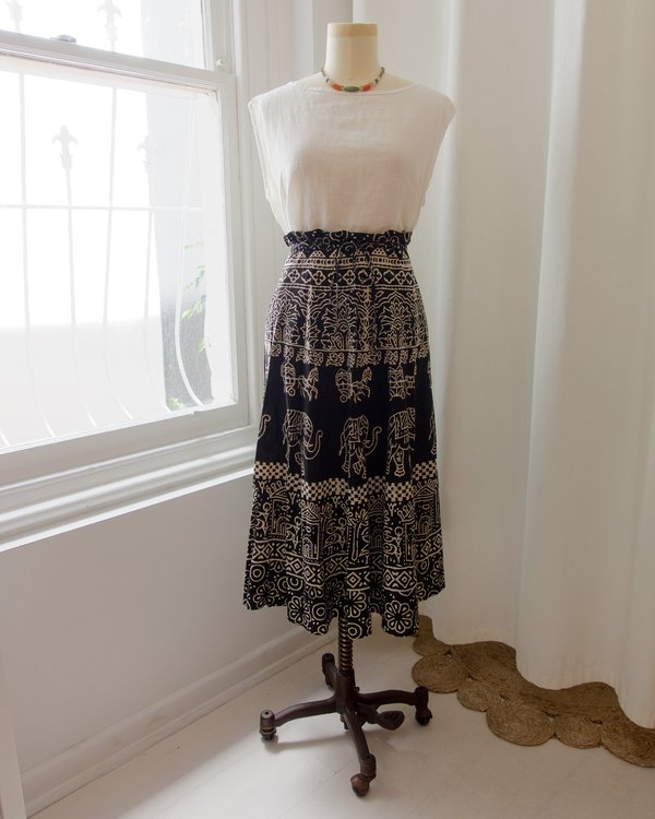 Vintage Patterned Skirt - black/natural Vintage Patterned Skirt - black/natural