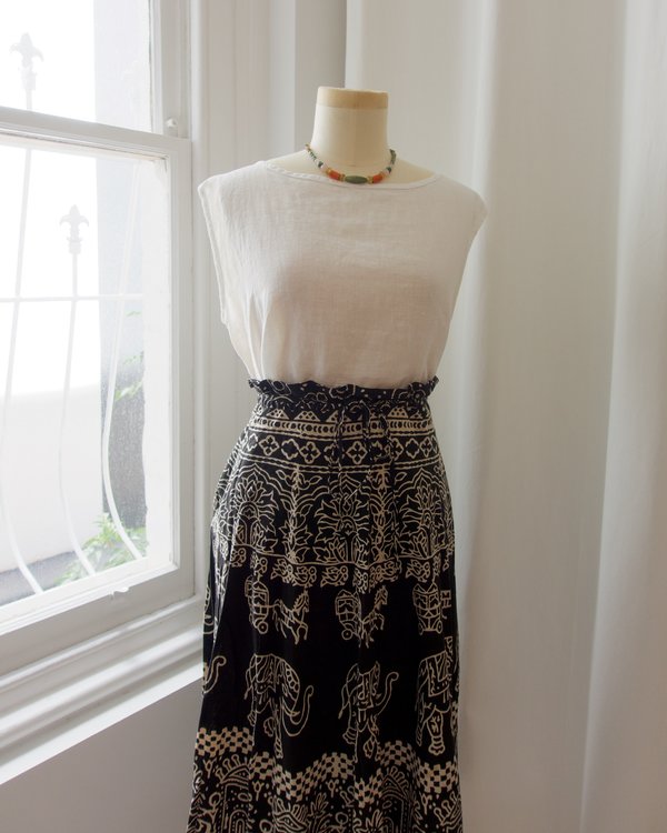 Vintage Patterned Skirt - black/natural Vintage Patterned Skirt - black/natural