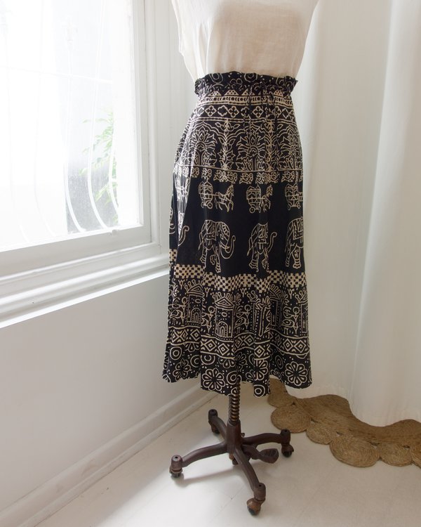 Vintage Patterned Skirt - black/natural Vintage Patterned Skirt - black/natural