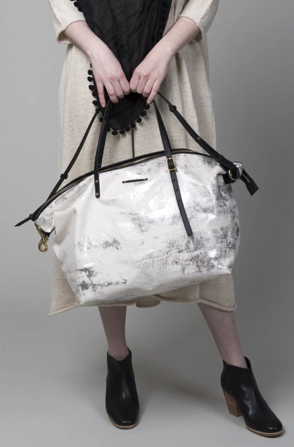 Kempton & Co Large Canvas Crossbody Bag - Silver Splatter Kempton & Co Large Canvas Crossbody Bag - Silver Splatter