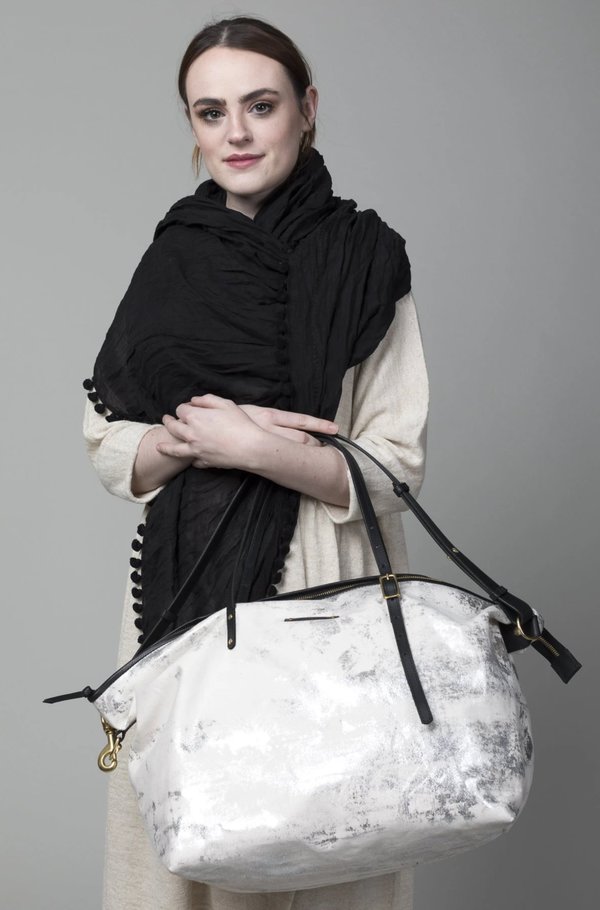 Kempton & Co Large Canvas Crossbody Bag - Silver Splatter Kempton & Co Large Canvas Crossbody Bag - Silver Splatter