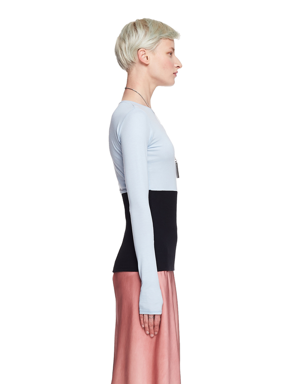 Haider Ackermann Cotton/Ramie L/S T-Shirt - Blue Haider Ackermann Cotton/Ramie L/S T-Shirt - Blue