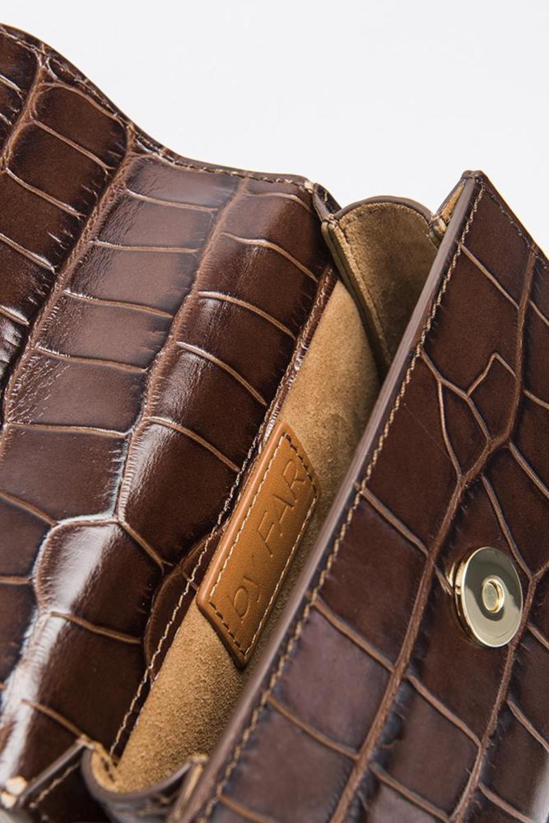 BY FAR Mini Bag Embossed Leather - Nutella Croco | Garmentory