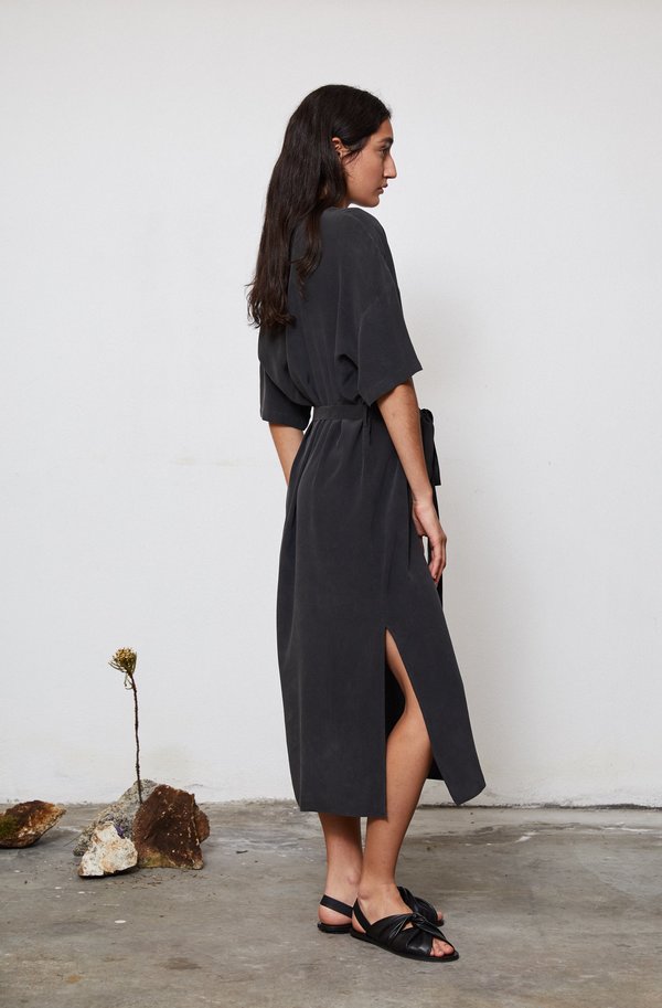 HAND DYED SILK T DRESS - EUCALYPTUS ON IRON POT HAND DYED SILK T DRESS - EUCALYPTUS ON IRON POT