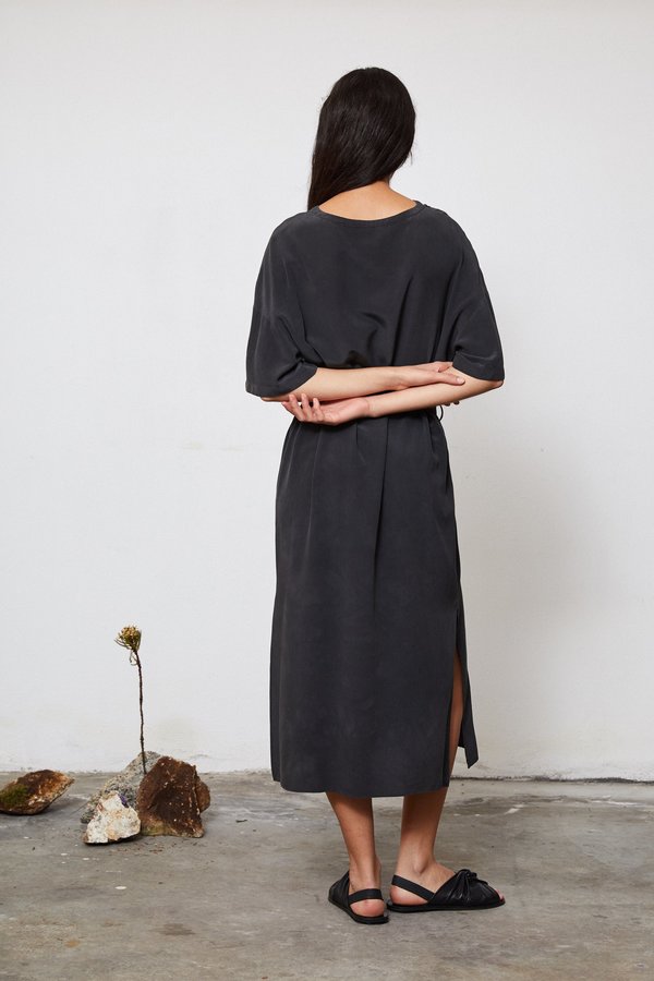 HAND DYED SILK T DRESS - EUCALYPTUS ON IRON POT HAND DYED SILK T DRESS - EUCALYPTUS ON IRON POT