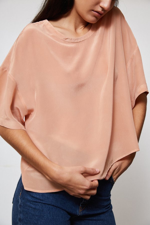 HAND DYED SILK T TOP - AVOCADO HAND DYED SILK T TOP - AVOCADO