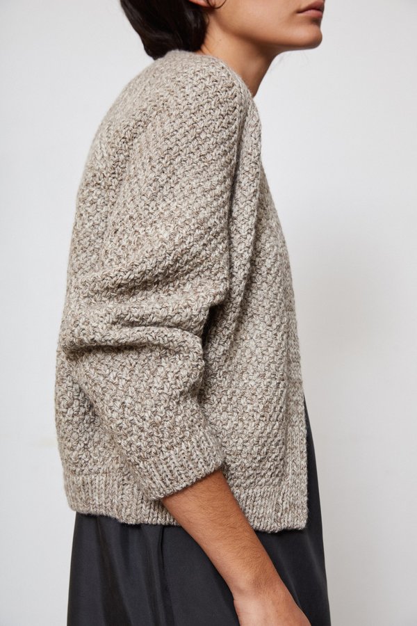 OUND HAND KNITTED WOOL CARDIGAN - STONE OUND HAND KNITTED WOOL CARDIGAN - STONE