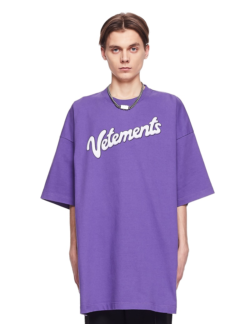 Vetements Cotton Logo Printed T-Shirt - Purple | Garmentory